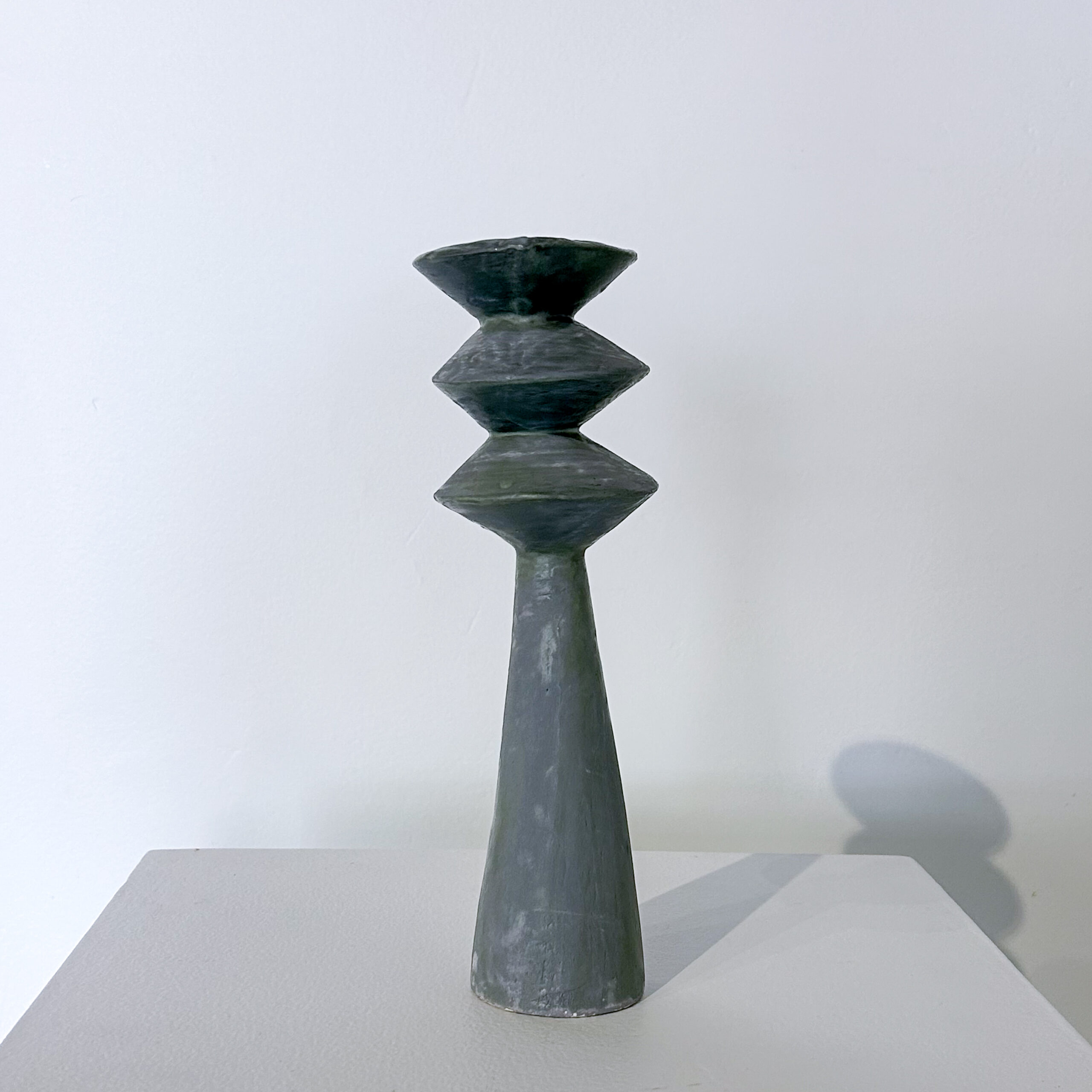 Green / grey double diamond candle holder