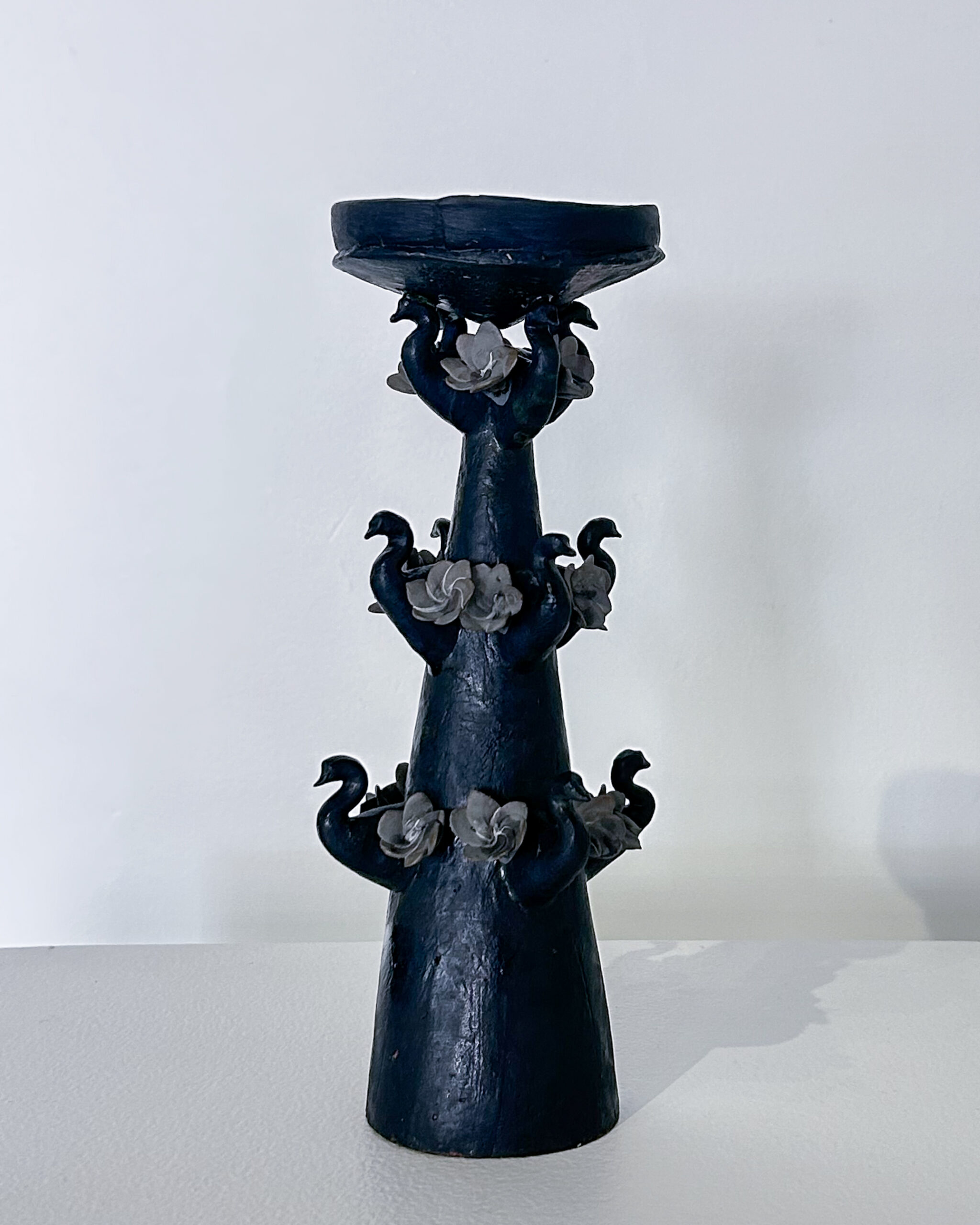 Black swan / flowers pillar candle