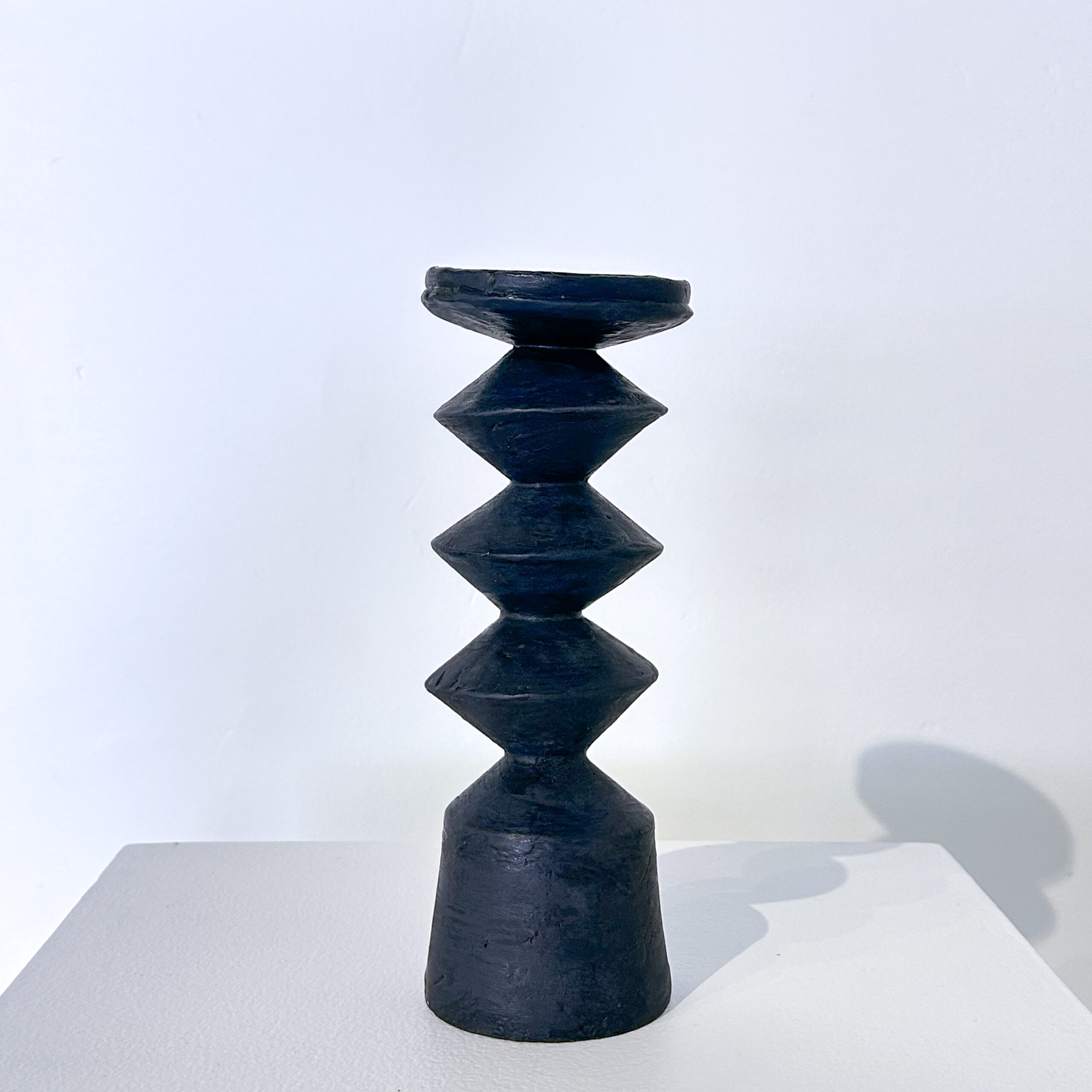 Black zigzag pillar candle