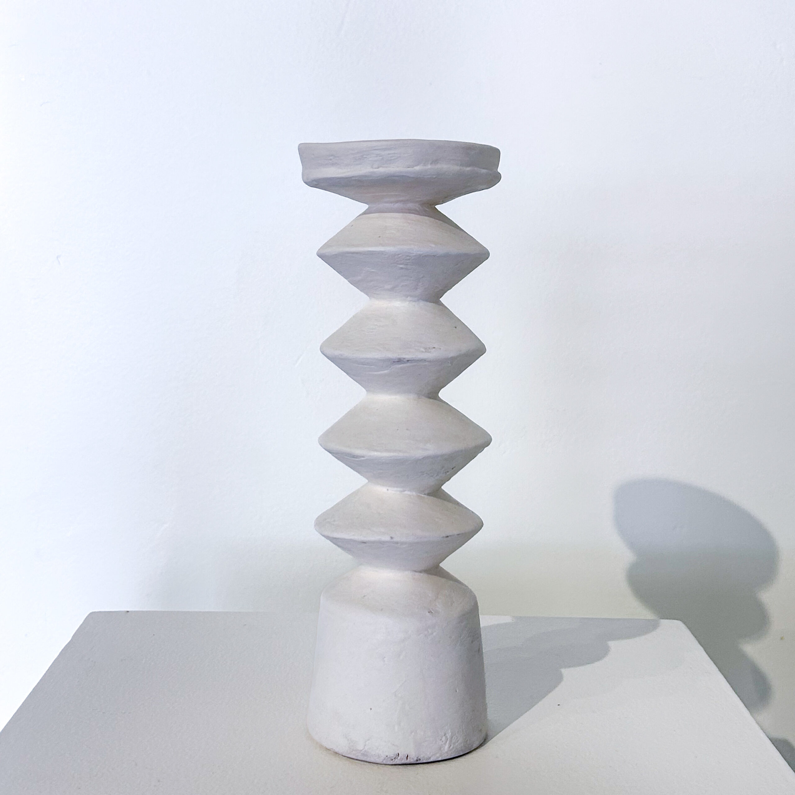 White zigzag pillar candle